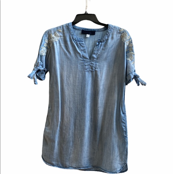 Francesca's Blue Rair chambray tunic top/dress S - Picture 2 of 9